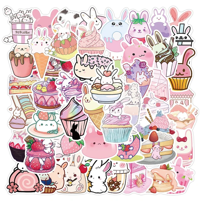 50PCS Cute Drink Anime Stickers Aesthetic Kawaii Laptop Guitar Luggage Fridge Phone Graffiti Sticker Decal Kid Classic Toys Dessert 50PCS
