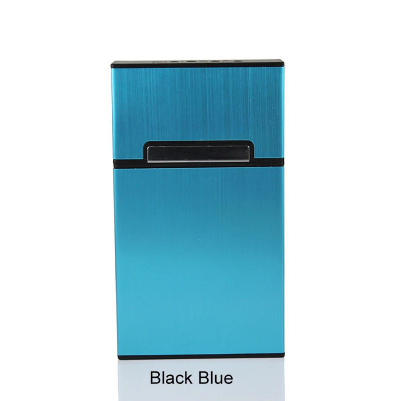 Black Blue Чехол для сигарет, аксессуары для курения, карманная коробка, 1 шт., коробки для сигарет, держатель для табака, алюминиевый сплав, подарок для мужчин - Цвет: Black Blue