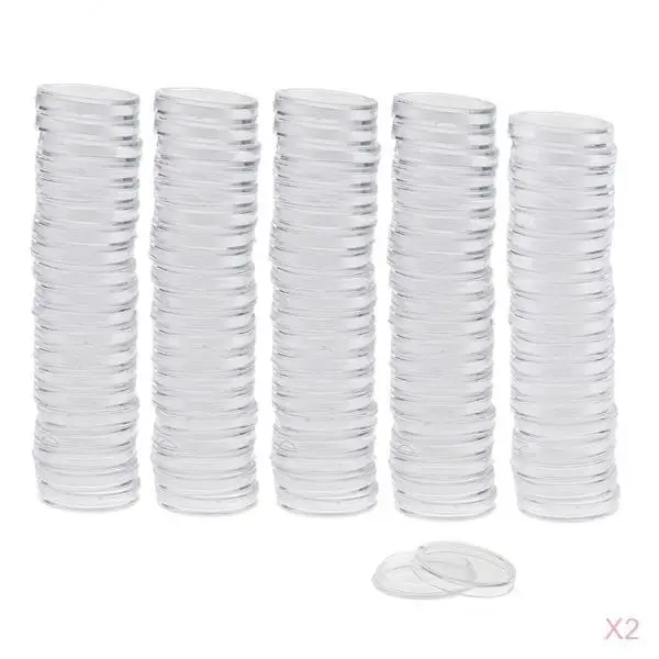 200pcs 22mm Clear Round Plastic Coin Capsule Container Storage Holder Case 200pcs 22mm Clear Round Plastic Coin Capsule Container Storage Holder Case