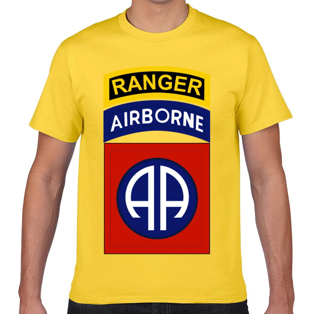 Футболка для мужчин 82nd airborne с рейнджером таб летняя белая короткая мужская