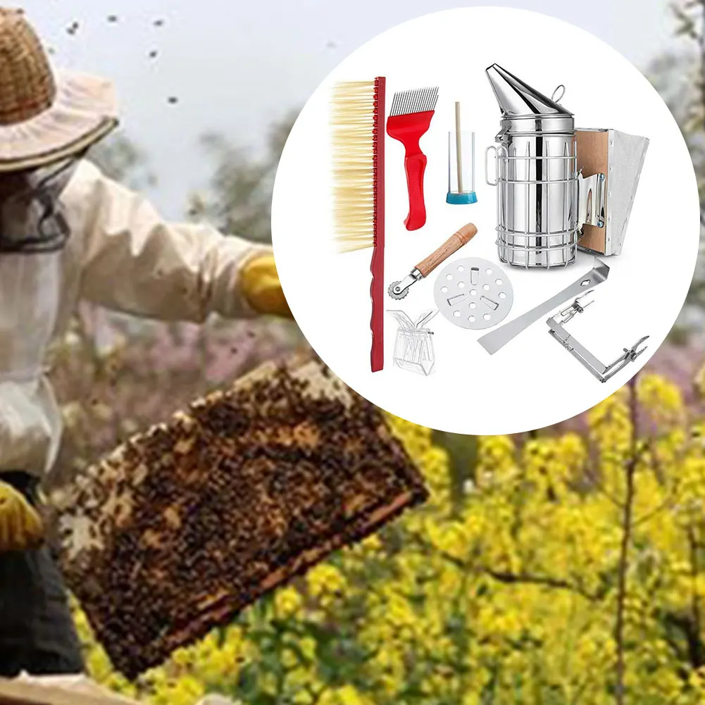 Brush Accessories Catch Stainless Steel Hive Smoker Kit Bee Durable Beekeeping Tools Practical Scraper Heat Shield Equipment