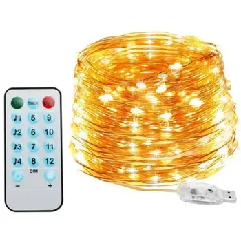 Afstandsbediening Dimbare Usb Powered 5M 10M Led Zilver Koperdraad String Lights Decor Christmas Fairy Slingers Ster licht