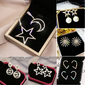 

S925 Needle Exaggerated Five-pointed Star Earrings Female Korean Temperament Paragraph Pendant Wild Personality Earrings