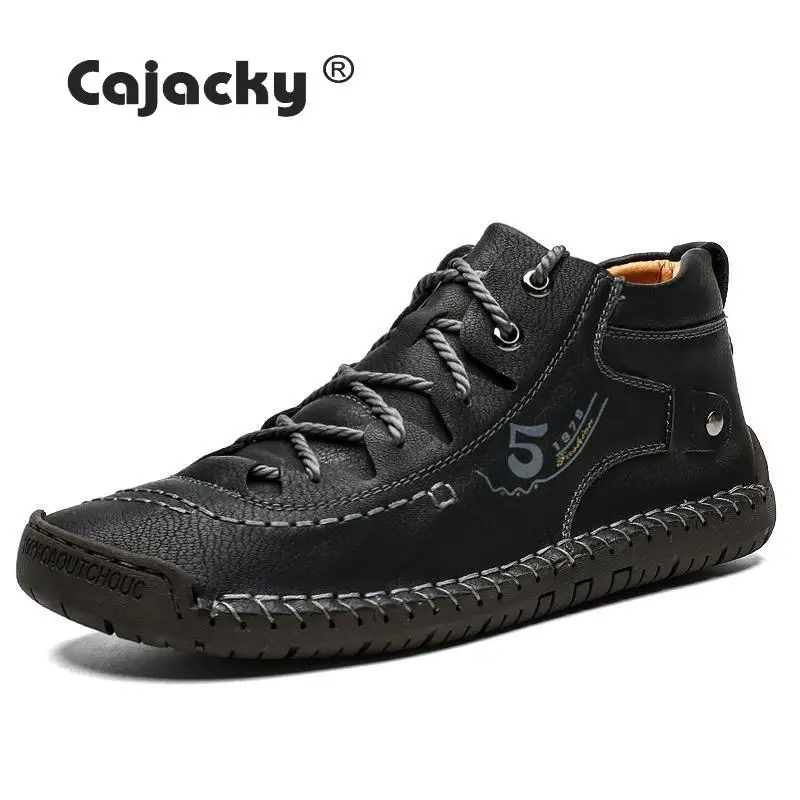 Cajacky/мужские ботинки; винтажная итальянская обувь на меху; ботильоны ручной работы; мужские зимние ботинки на шнуровке; повседневные мужские ботинки из плюша; большие размеры