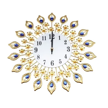

Luxury Artificial Crystal Diamond Large Wall Clock Metal Living Room Wall Clock Home Art Decoration WY72308