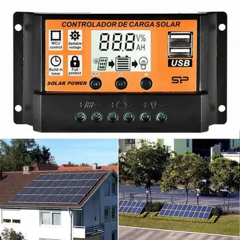 

10A/20A/30A/40A/50A/100A Auto Solar Charge Controller Dual USB USB 12V24V Regulator Voltage Panel Solar Power LCD Charger D F3X5