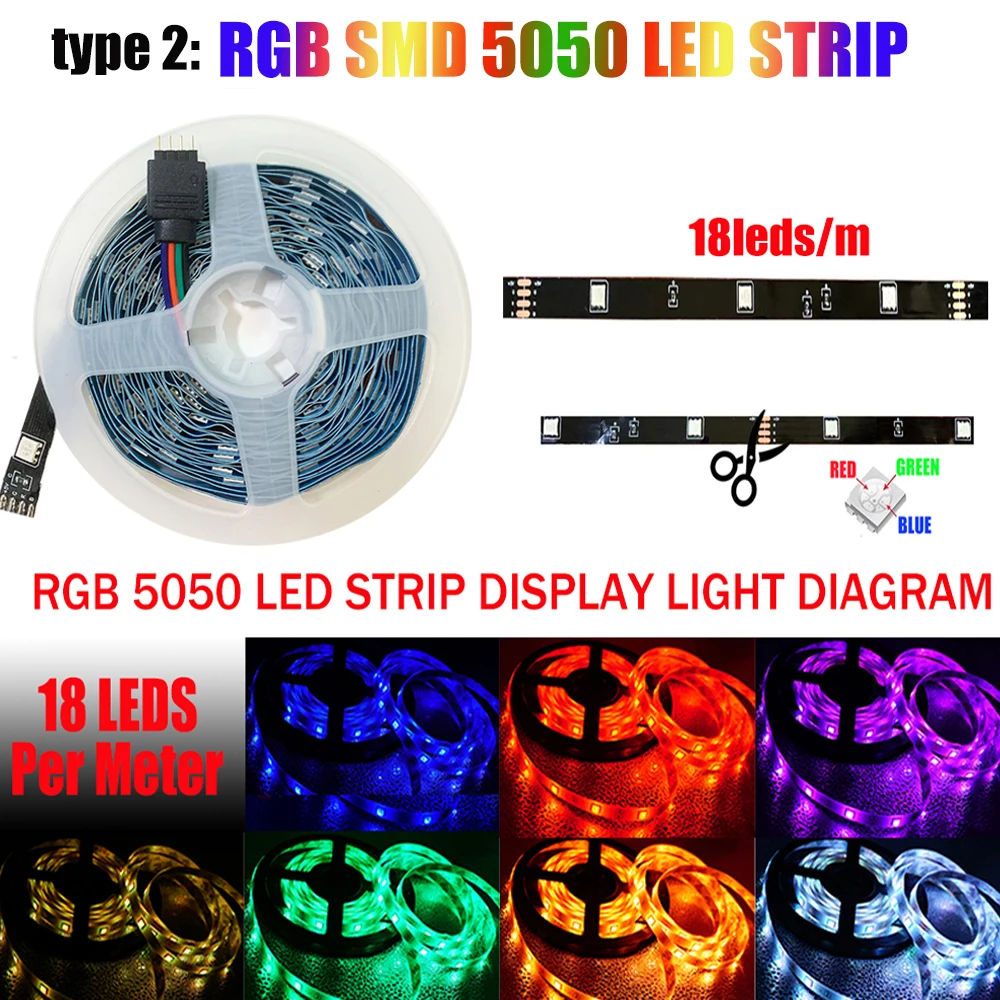 Bluetooth Control RGB 5050 2835 LED Lights Strip USB 5V Flexible Lamp Tape Diode Festival Fita White Tira Luces TV PC Desk Luz