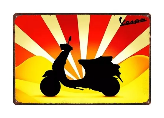 Я люблю скутер Vespa потертая шикарная гаражная тарелка настенный паб домашний