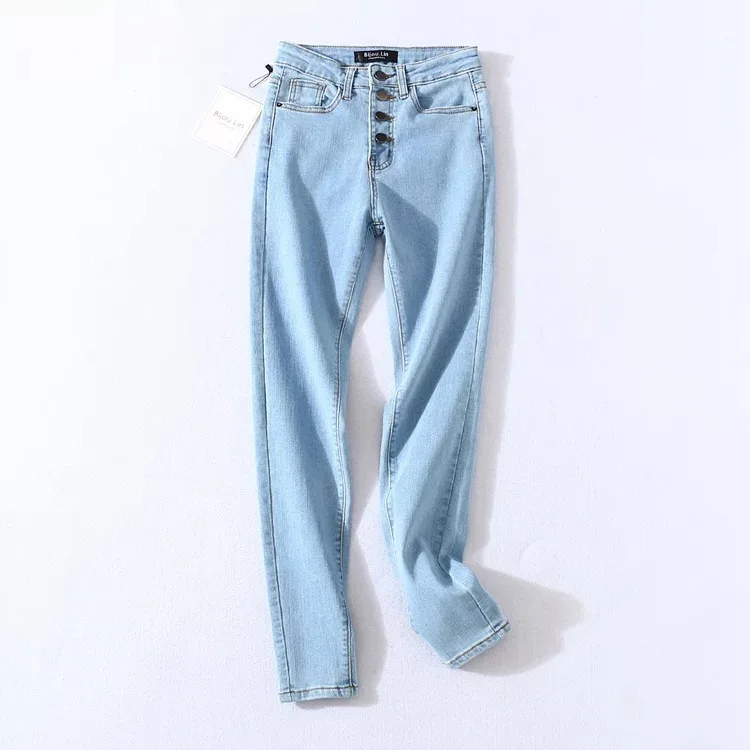 2020 Vintage Skinny cztery przyciski wysokiej talii dżinsy rurki kobiety Slim Fit Stretch spodnie dżinsowe pełnej długości Denim obcisłe spodnie 3 2020 Vintage Skinny cztery przyciski wysokiej talii dżinsy rurki kobiety Slim Fit Stretch spodnie dżinsowe pełnej długości Denim obcisłe spodnie 3