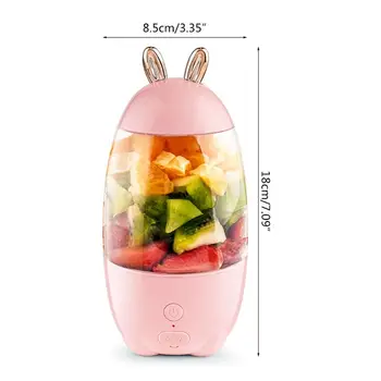 

330ml Portable Mini USB Rechargeable Electric Juicer Bottle Cup Fruit Blender Mixer Rabbit Shape Extractor