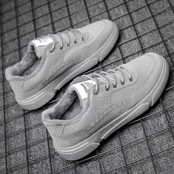 

2020 Winter Fashion Plush Warm Tooling Shoes for Men Korean Trend Cotton Thicken Mens Luxury Shoe Casual Low Top Flat Sneakers