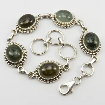 

Solid Authentic Tourmaline 5 Stone Bracelet 7.8" New Art