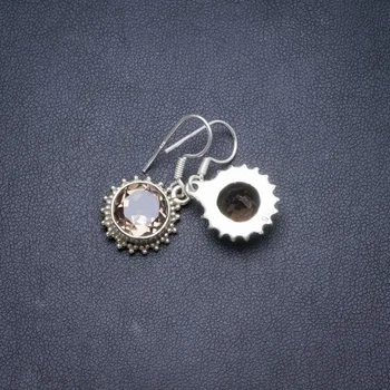 

Natural Smoky Quartz Handmade Unique 925 Sterling Silver Earrings 1.25" Y2412