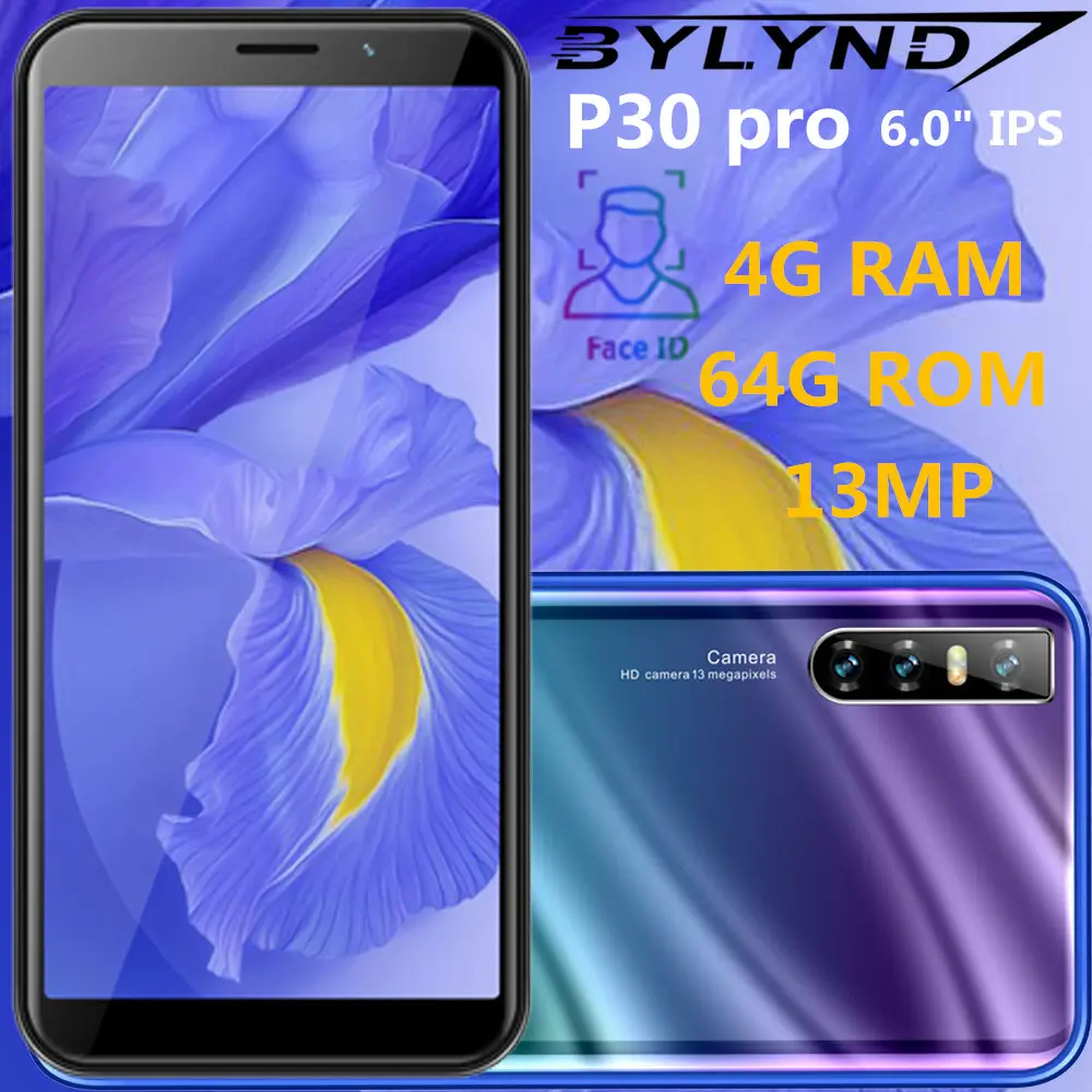 P30 Pro 6 0 18:9 четырехъядерный смартфон 4G RAM 64G ROM 5MP + 13MP фронтальная/задняя камера celulars