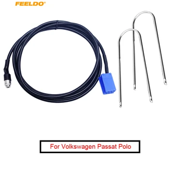 

FEELDO Car Stereo Female 3.5MM Jack Aux Adapter Cable For Volkswagen Passat Polo Bora For AUDI with 2-Key Tool Radio Wire #5733