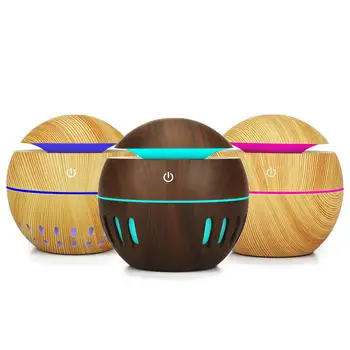 

Ultrasonic Air Humidifier Aroma Diffuser 130ml Wood Grain Cool Mist Humidifier Air Purifier with 7 Color LED Change Night light