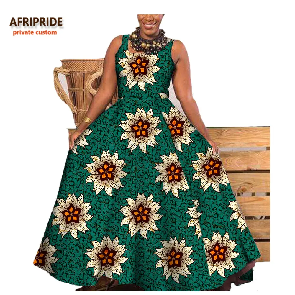 Afripride/модное платье в африканском стиле для женщин, сделанное на заказ, с принтом Анкары, без рукавов, длиной до щиколотки, вечерние, хлопковое платье A722575 - Цвет: 529J
