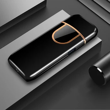 

Creative ultra thin USB charging fingerprint induction lighter metal windproof electronic cigarette lighter gift