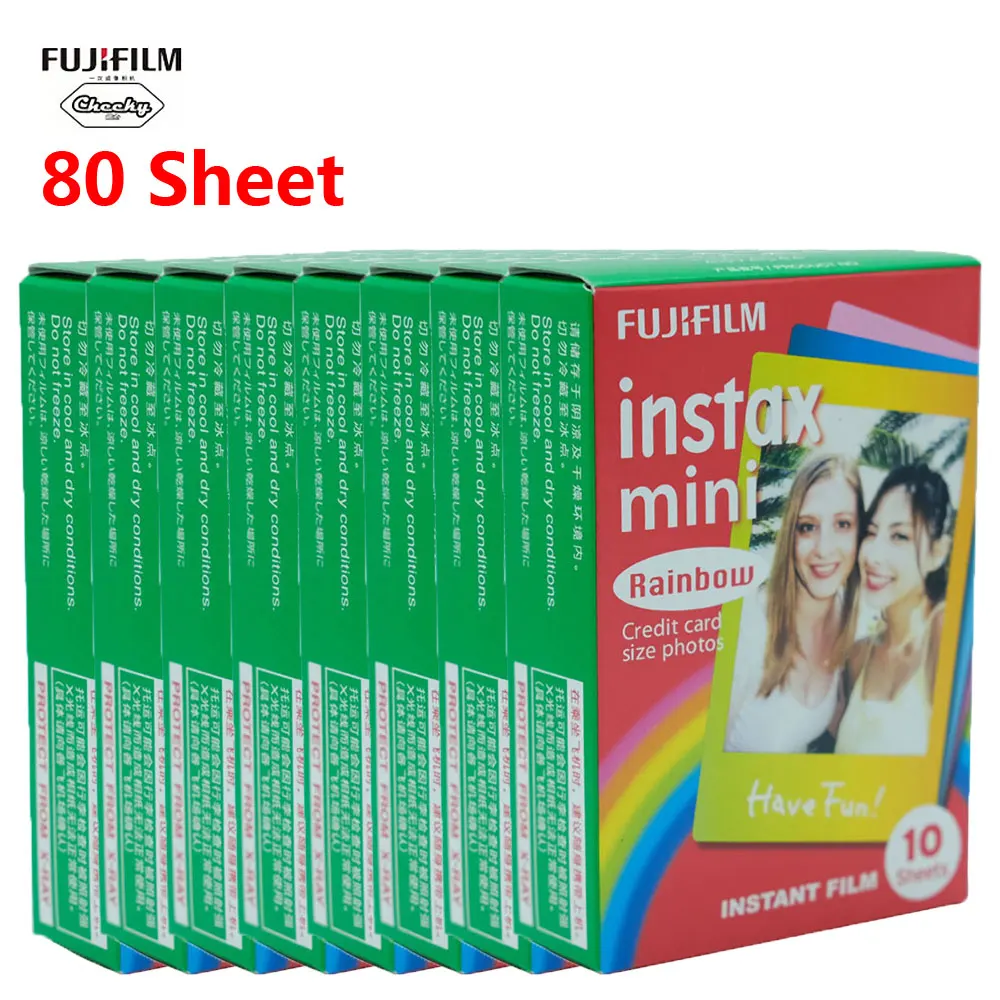 Fujifilm 100 Листы Fuji Instant Mini чехол с мультяшным радужным Защитная пленка с закругленными краями Фотобумага для цифровой фотокамеры Fuji Instax Mini 7/8/9/10/30/50 s/фотоаппаратов моментальной печати 7 s/90/25/20i/25i пленка - Цвет: 80 Sheets