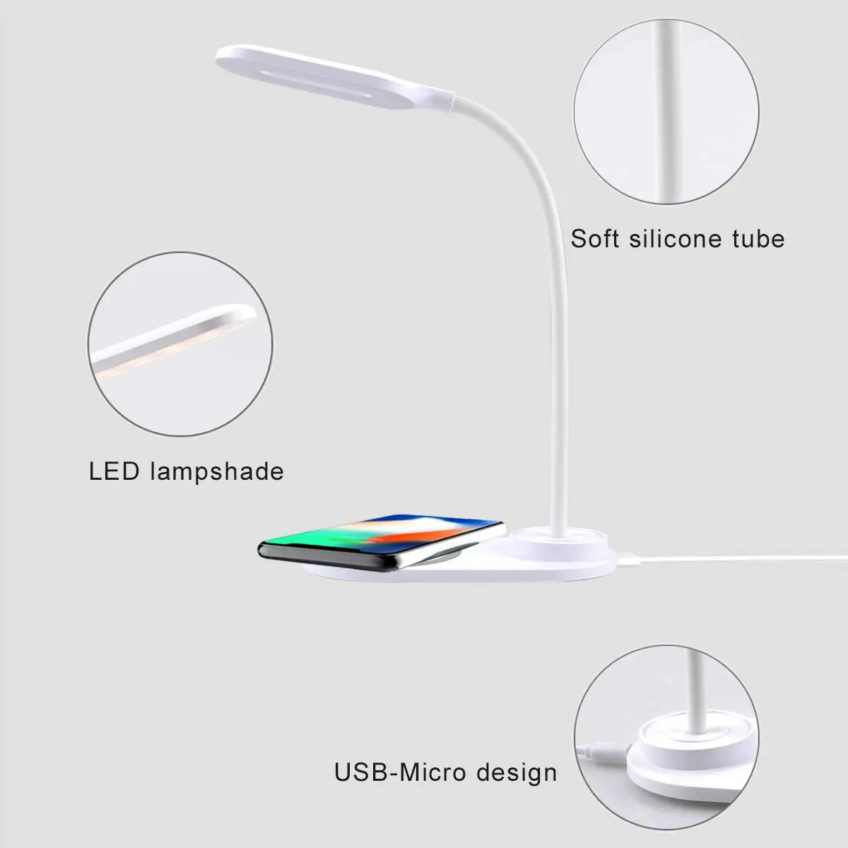 Eye Protect LED Desk Lamp 2 in 1 Multi-Function Table Lamp Home Lighting Fast Charging Wireless Cha