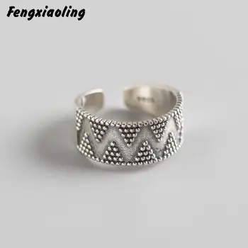 

Fengxiaoling Real 925 Sterling Silver Geometric Dots Rings For Fashion Women Cute Fine Jewelry 2019 Minimalist Accessories Gift