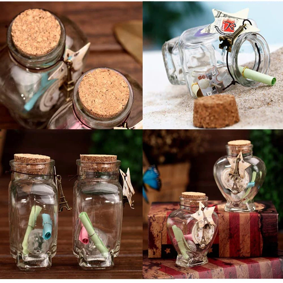 Pieces Heart Shaped Small Glass jars with Cork Lids, Glass Favor Jars for Wedding Decoration, DIY, Home, Party Favors 5