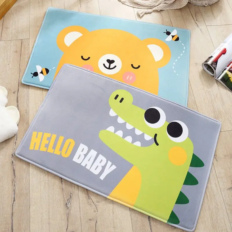 Милый мультяшный медведь Аллигатор принт области дверной коврик Мягкая фланелевая Нескользящая напольная ванна коврик абсорбирующий утолщенный губчатый коврик для прихожей