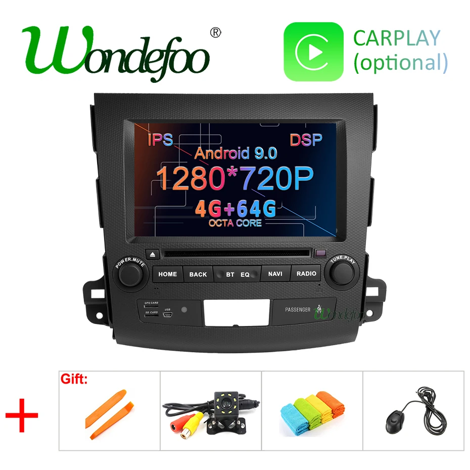 Discount 8" IPS SCREEN DSP Android 9.0 4G RAM 64G ROM Car DVD PLAYER For Mitsubishi Outlander GPS stereo RADIO receiver navigation PC 0