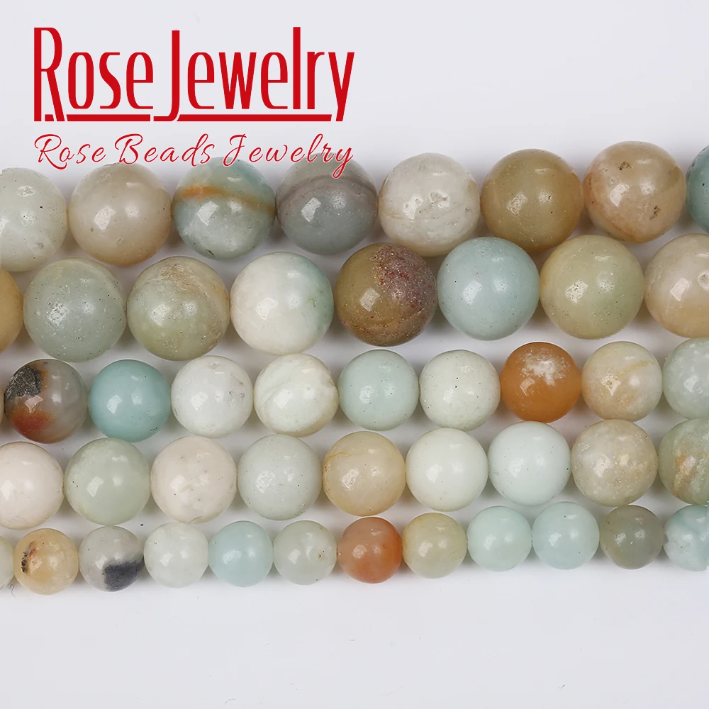 

Wholesale Smooth Amazonite Stone Beads Natural Minerals Gem Beads 15" Strand 4 6 8 10 12 mm For Jewelry Making DIY Bracelet