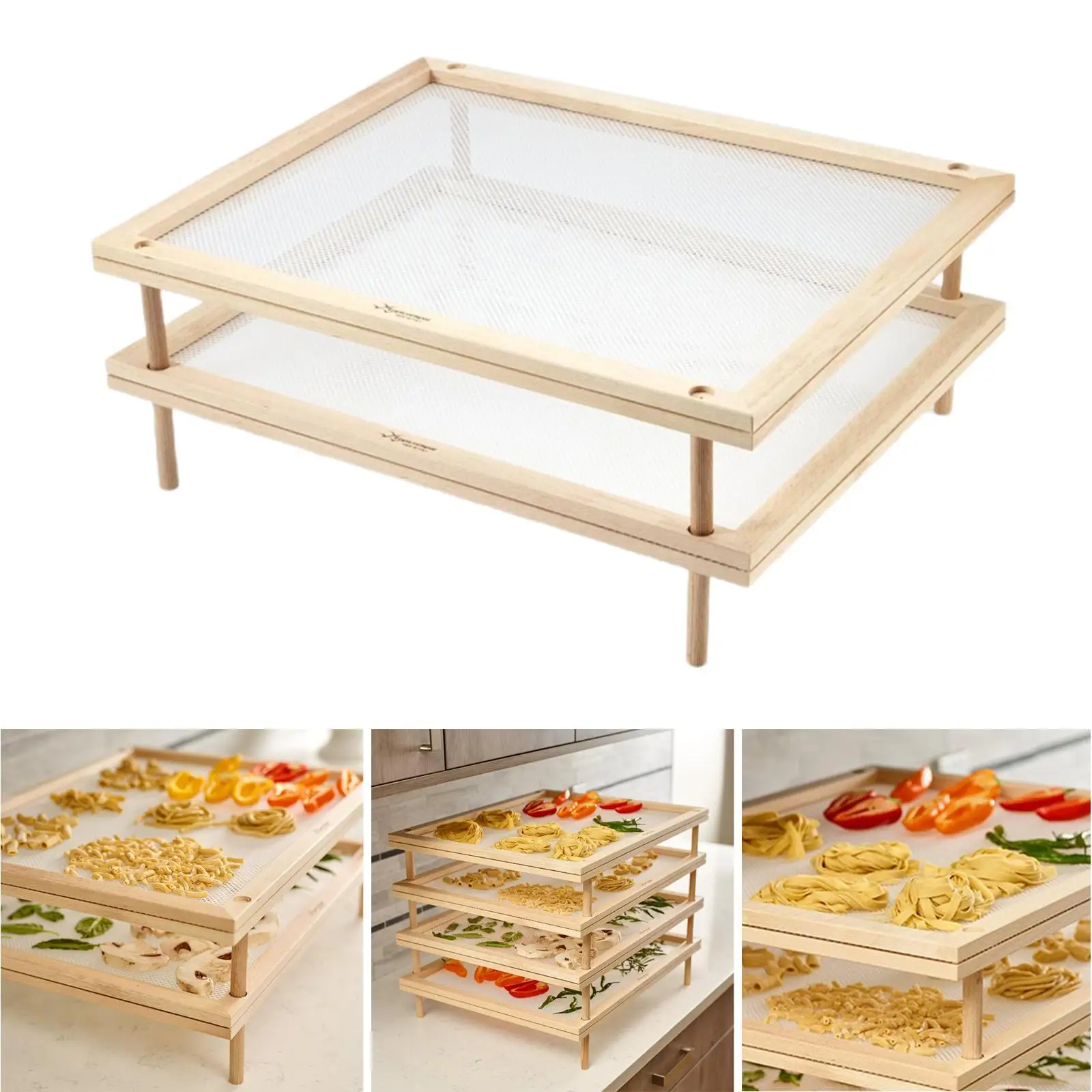 Wooden Stackable Spaghetti Drying Rack Dehydration Drainer Food