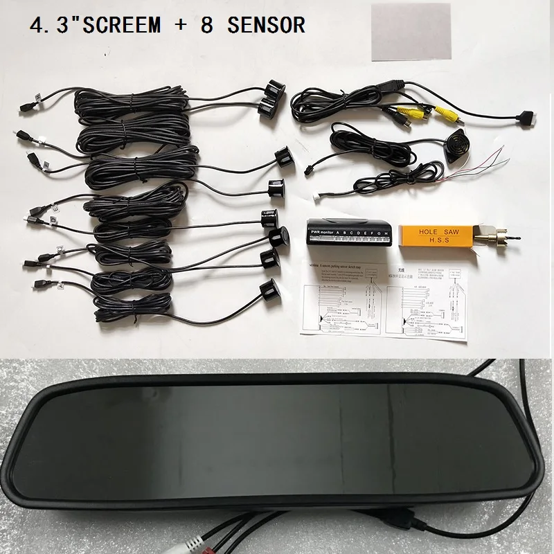 CITYCARAUTO 8 Sensors Parking Car SYSTEM Rear/Front Car LCD Monitor Display Parking Sensor Reverse Backup Radar Kit ACCESSORIES