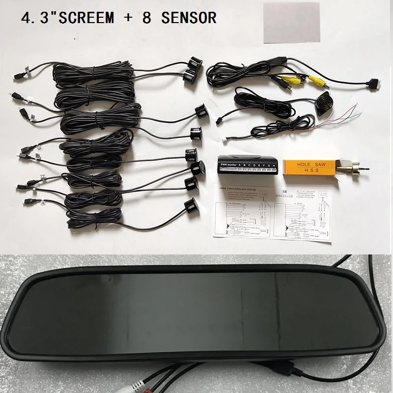 CITYCARAUTO 8 сенсоров парковочная автомобильная система сзади/спереди автомобильный ЖК-монитор дисплей датчик парковки обратный резервный Радар Комплект аксессуаров