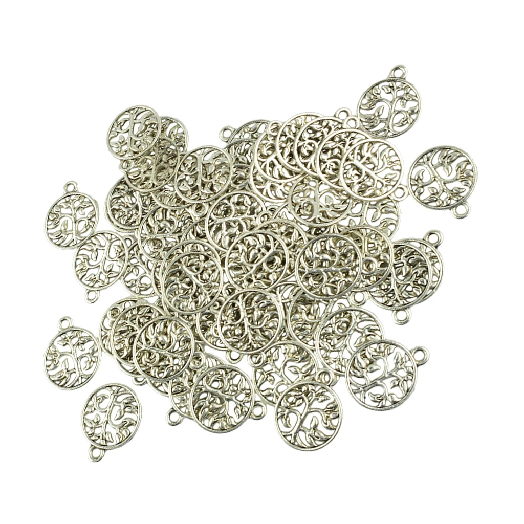 50 Pcs Alloy Tree Of Life Charms Pendents For Jewelry Making Bracelet DIY