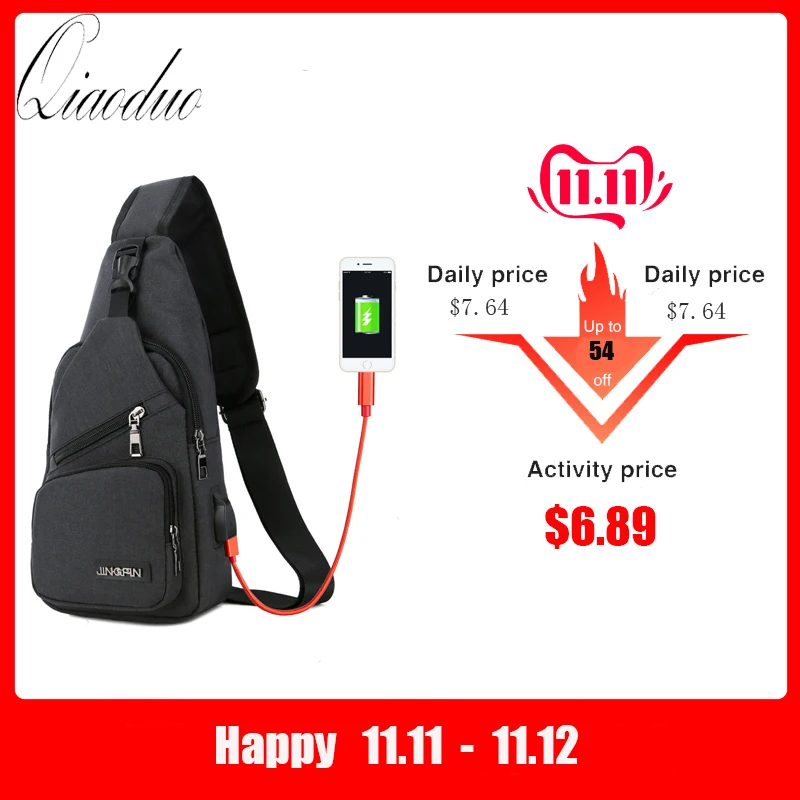 246.07руб. 49% СКИДКА|Qiaoduo Для мужчин парусиновые сумки на плечо 5 цветов Новая мода груди мешок Повседневное высокое качество сумки через плечо сумки Bolsos Mujer 2019 CR6584 on AliExpress - 11.11_Double 11_Singles' Day