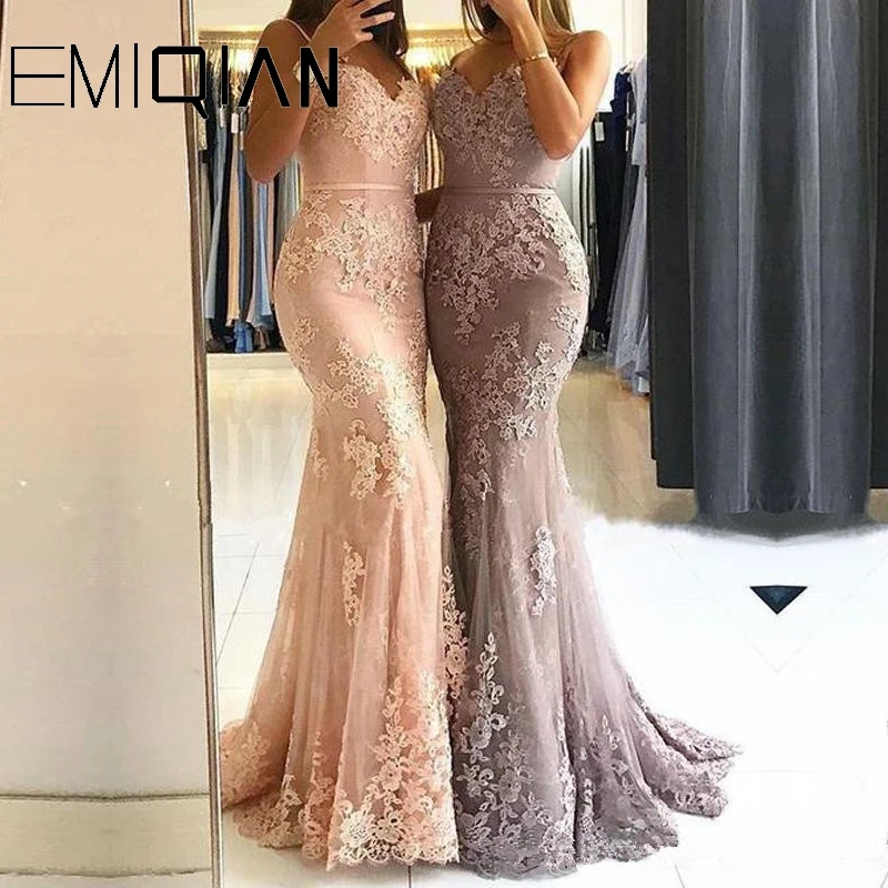 

Glamorous Sweetheart Spaghetti Straps Mermaid Lace Evening Dresses Appliques Prom Party Dresses Formal Dresses