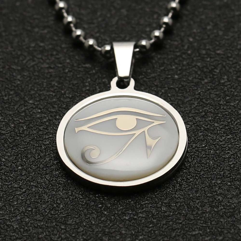 Eye Of Horus Necklace Wedjat Eye Amulet Ancient Egyptian Religion Symbol Silver Pendant Stainless Steel Shell Jewelry Wholesale