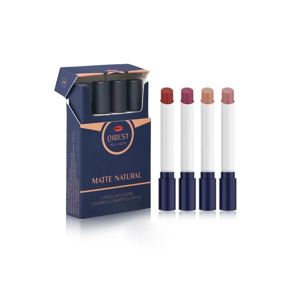 Givenone 4Pcs/Set Cigarette Lipstick Set Nude Matte Velvet lip Stick Long-lasting Waterproof Smooth Cigarette Tube Lipsticks Set