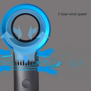 

Usb Rechargeable Detachable Base Portable Fan Three Gears Mini Handheld Leafless Fan Desktop/Desktop Air Cooler With Led Ligth D