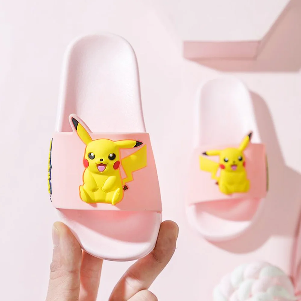 

Cartoon summer children PVC slippers boys girls indoor home comfortable non slip soft bottom 3D Pikachu baby sandals slippers