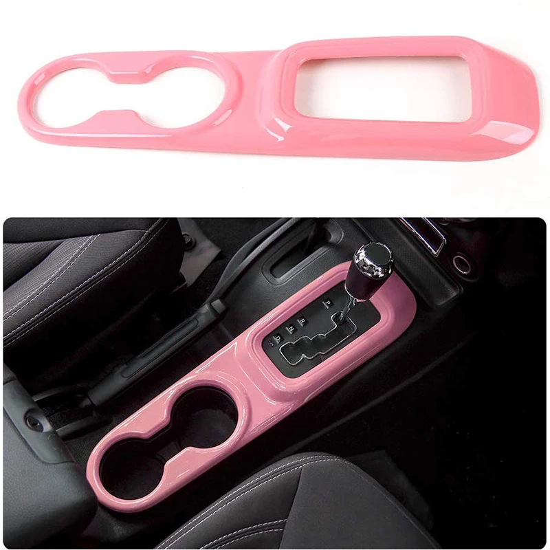 

Car Cup Holder Gear Shift Panel Frame Trim Cover for 2011-2017 Jeep Wrangler JK Rubicon Sahara Unlimited Pink