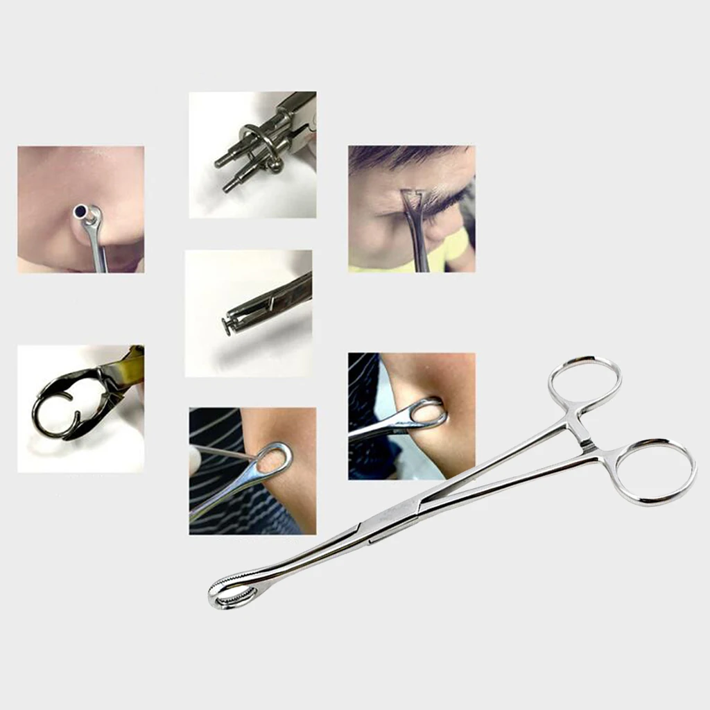 Piercing Forcep 316 Stainless Steel Professional Dermal Piercing Tool Nose Lip Ear Navel Tongue Septum Forceps Clamp Pliers Tool