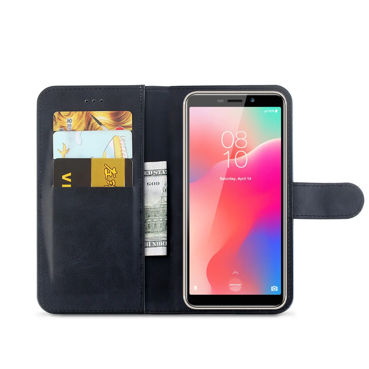 Кожаный чехол-книжка для телефона с кошельком и обложка чехол для HOMTOM C1 с магнитом держатель для карт и кармашками для карточек