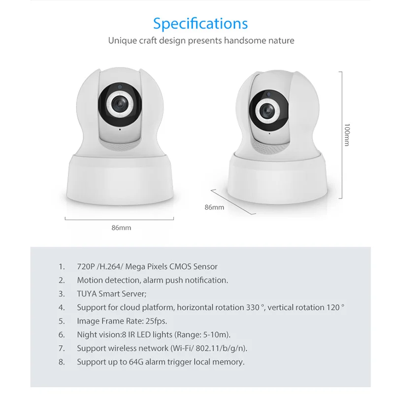 

Smart Home Automation WiFi IP Camera Wireless HD 720P Night Vision CCTV Camera Hi 888