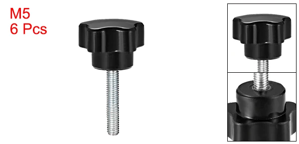 M5 x 25mm Uxcell 6 деталей из серии "Звездные войны", ручки M5/M6/M8/M10 20/25/30/40/50/70 мм с наружной резьбой Сталь цинка серьги-гвоздики черный PP - Цвет: M5 x 25mm