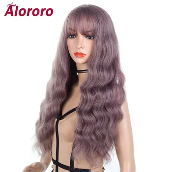 

Alororo Long Wigs for Women Synthetic Curly Wig with Bangs Water Wave Wig Cosplay Heat Resistant Fake Hair