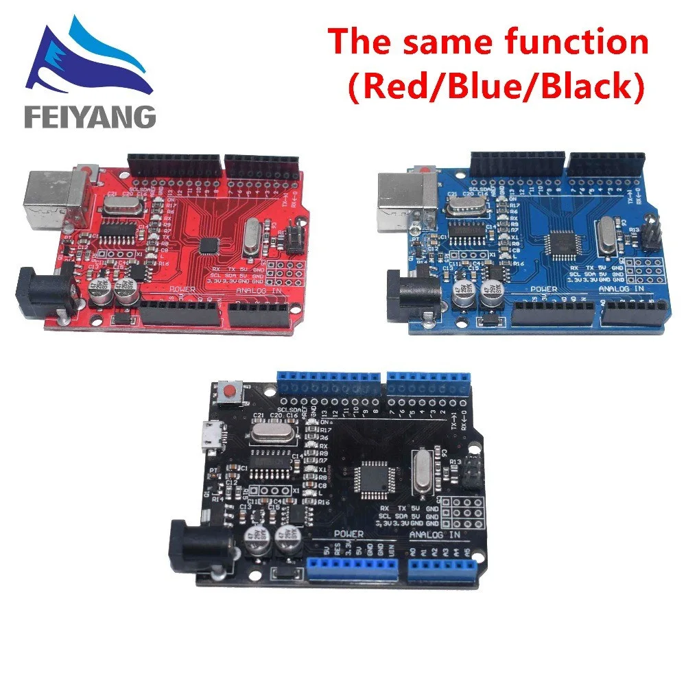 Один комплект черный/синий/красный UNO R3 CH340G+ MEGA328P чип 16 МГц UNO R3 для Arduino