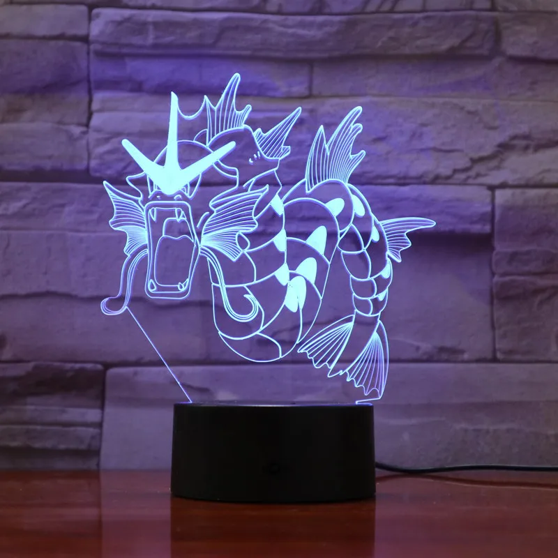

Pokemon 3D Lamp Gyarados 7 Color Led Night Lamps For Kids Touch Led Usb Table Lampara Lampe Baby Sleeping Nightlight