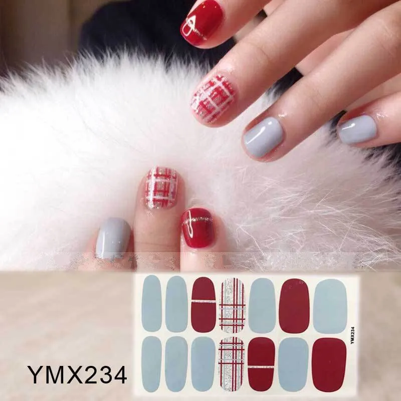 YMX234 Lamemoria YMX242 твердый блестящий дизайн ногтей наклейки-лак клей полный ногтей наклейки декоративный Маникюр Инструменты - Цвет: YMX234