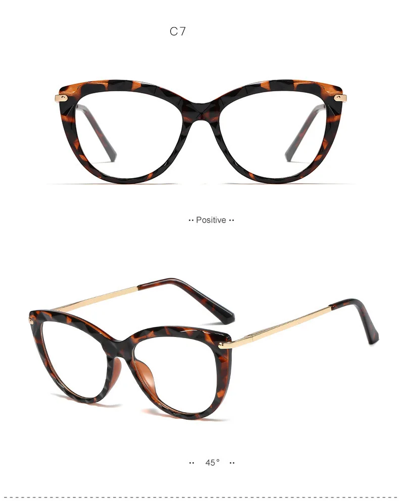 Женские очки кошачий глаз, оправа для женщин, сексуальная негабаритная металлическая оправа, брендовые дизайнерские оптические очки, модные очки