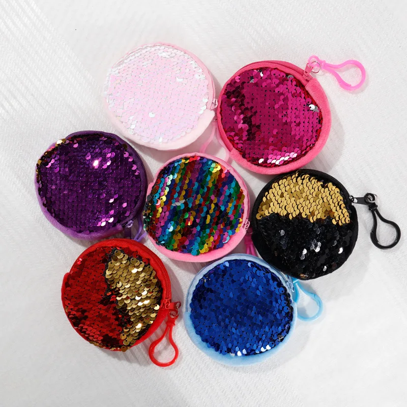 Популярная креативная маленькая блестящая цепочка для ключей бумажник детская двухцветная сумка для ключей детская сумочка для девочек Кошелек для монет кошелек с блестками